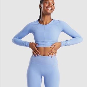 Gymshark x Whitney Simmons Blue Long Sleeve and Leggings Workout Set